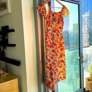 Gorgeous All in Favor Orange flower dress, worn once!